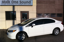 White 2012 Honda Civic Sedan with professional window tint